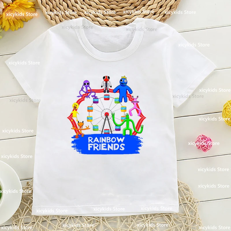 

T-shirt for boys/girls video game rainbow friend cartoon printed children's clothes tshirts cute boys /girls general clothes