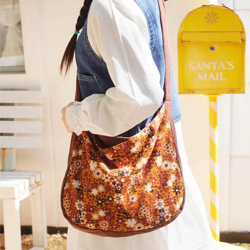2026 French Retro Suede Like Frosted Suede Fabric With Floral Pattern Design, Saddle Shaped Single Shoulder Bag For Women Trendy