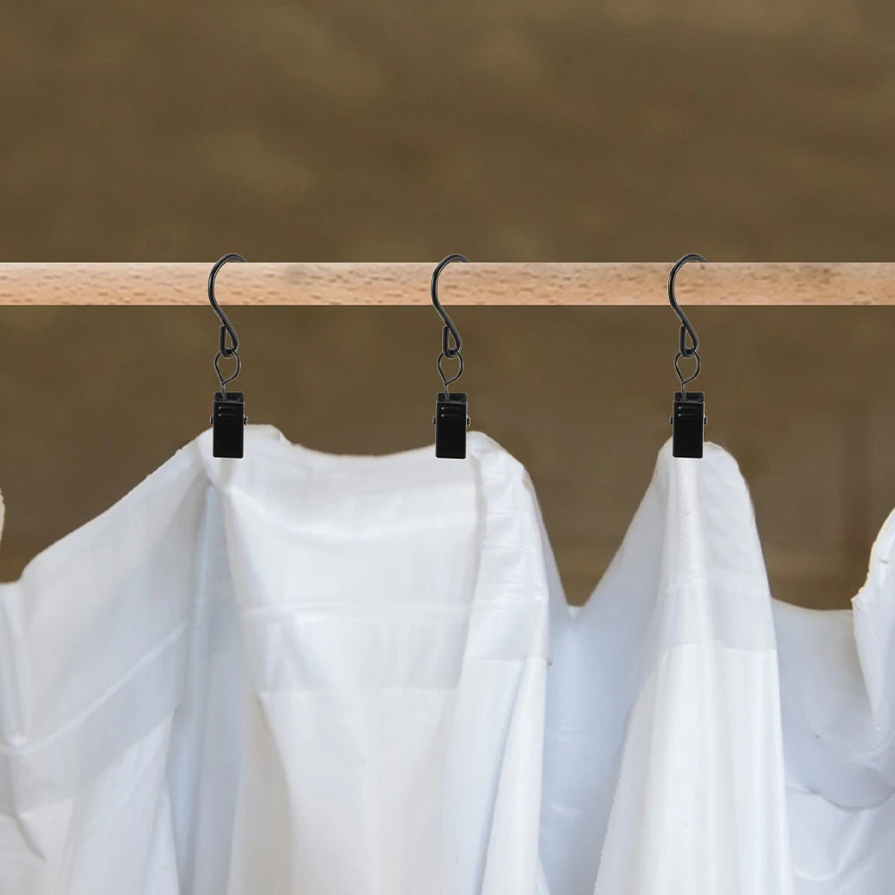 

40Pcs Curtain Hooks with Clips S Hooks Hanging Clips for Curtains Lights Banners Hotels Restaurants Bars Bedrooms