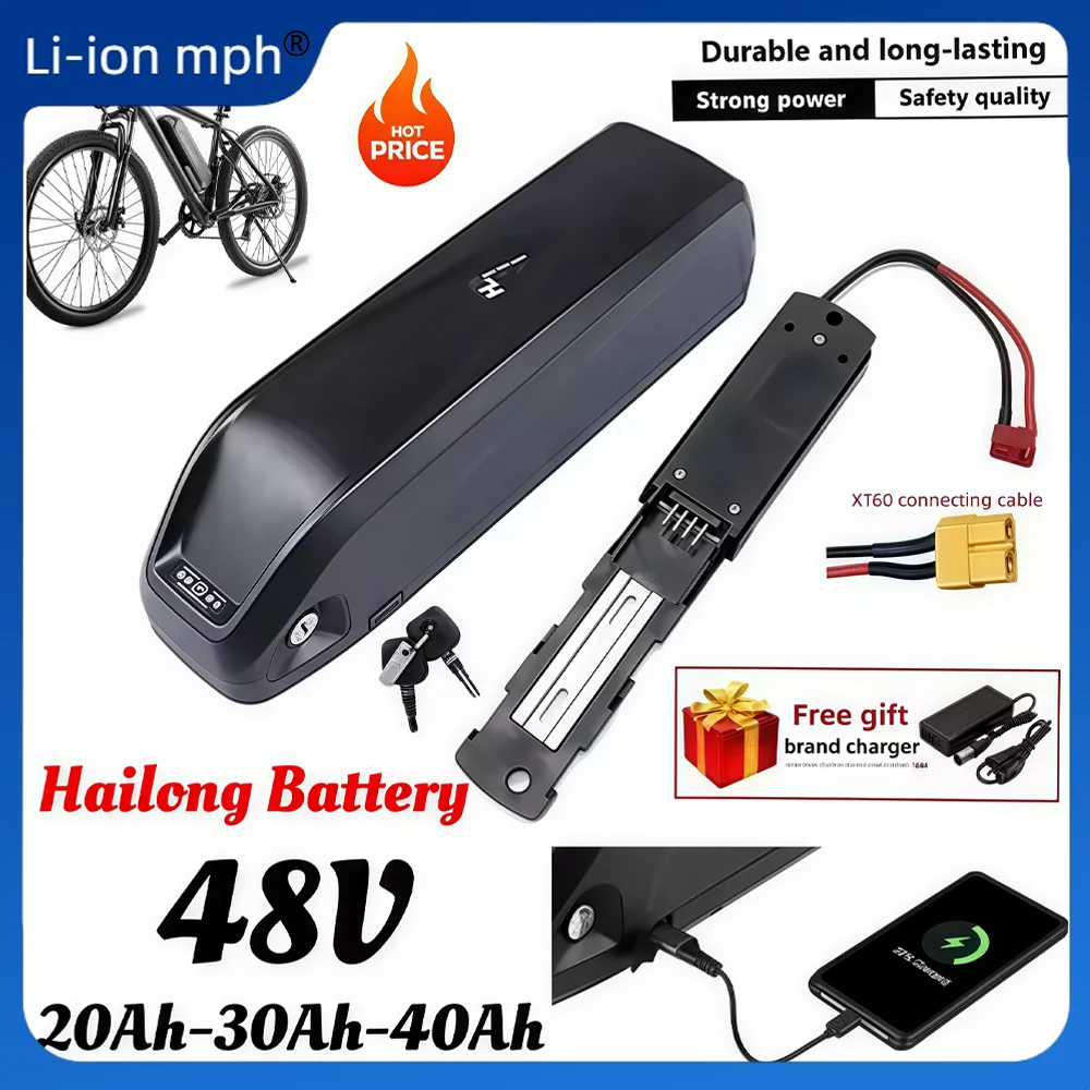 Nouveau 48V 250-1200WOriginal Hailong batterie 20Ah 30Ah 40Ah pour Bafang BBS02 BBS03 BBSHD moteur pleine capacité bloc d'alimentation approprié