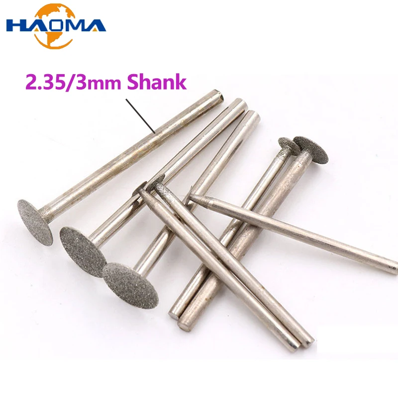 Thin T Head Diamond Grinding Bits Engrave Cutting of Jade Stone Agate Wax for Dremel Rotary Tools 2.35/3mm Shank