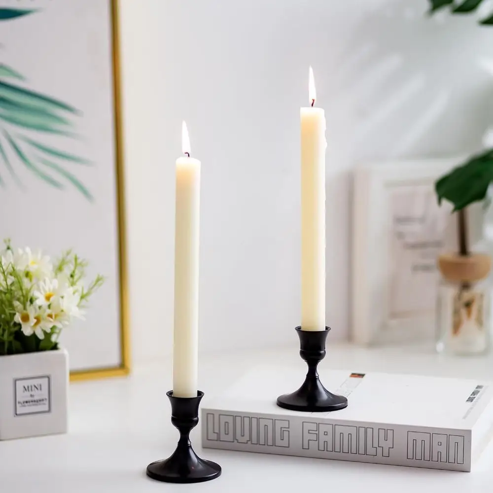 2 Pcs Iron Art Gold Taper Candle Holders Non-slip Rust Resistant Metal Candlestick Holder Stable Nordic Candle Cup Model House