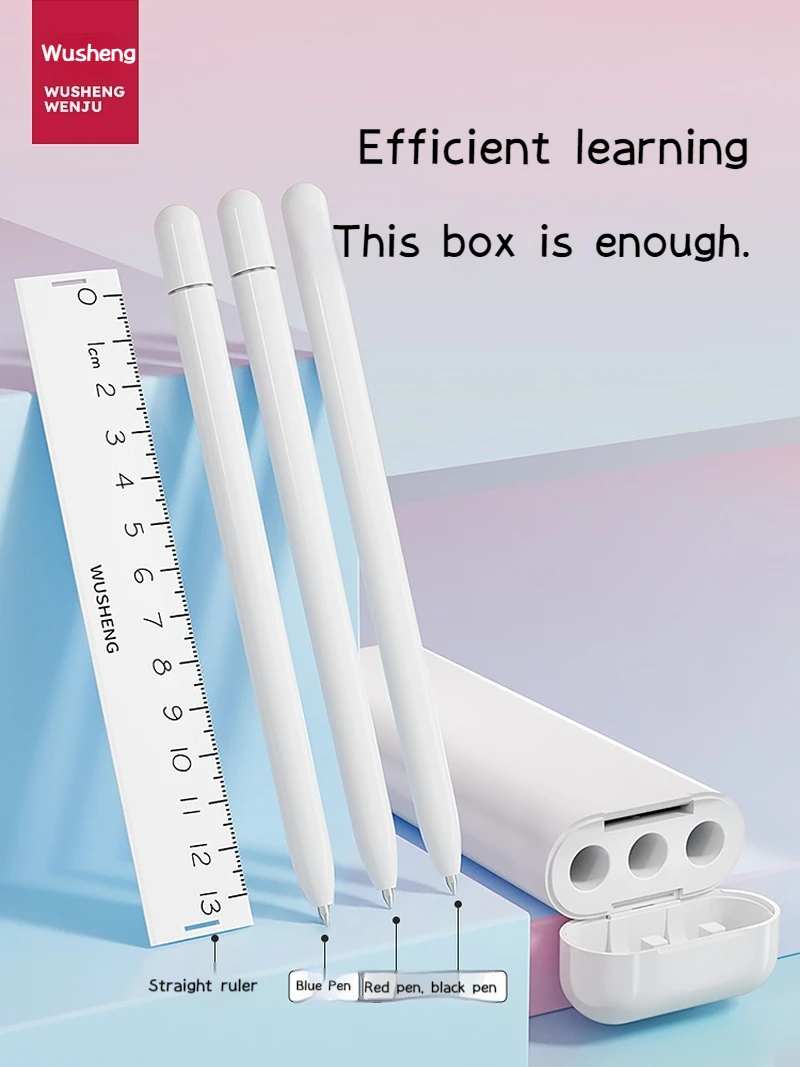 ポータブルミニマリスト鉛筆ケースセットユニークな多機能プッシュスライダー鉛筆ホルダー筆箱-3-個ゲルペン学生ギフト
