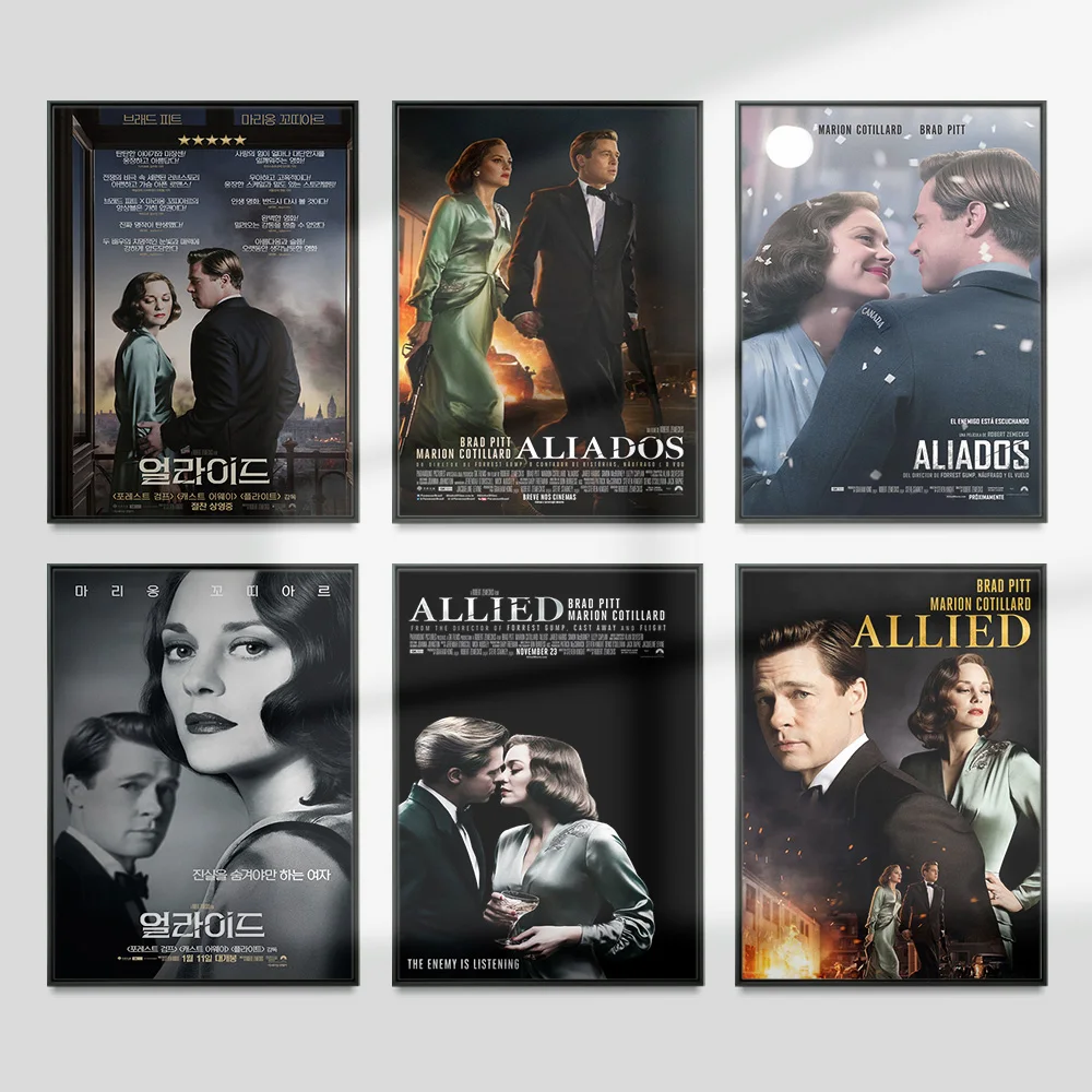 Allied Thriller Film Art Print Poster Movie Vintage Wall Picture Video Room Cinema Decor Canvas Painting