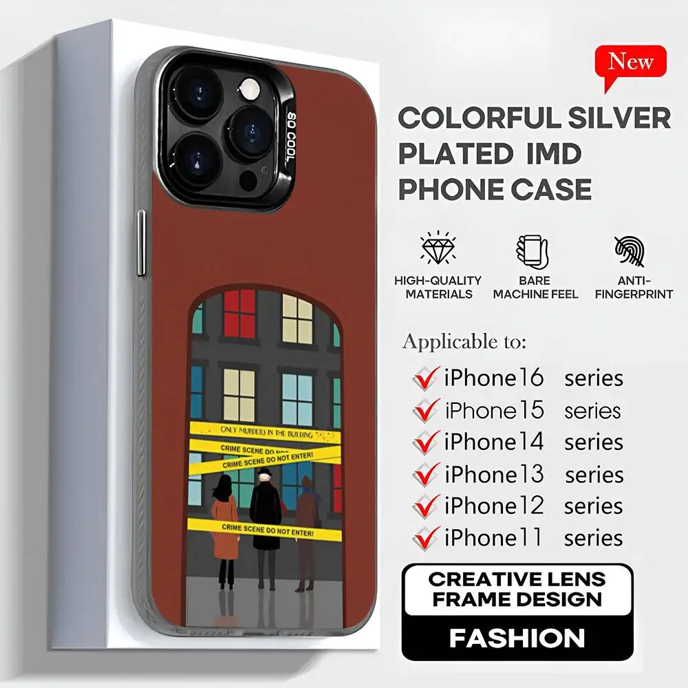 O-Only M-Murders In The B-Building Phone Case 2024 IMD Case لهاتف IPhone 16 15 Pro XR XS 7 8 Plus SE2024 هاتف ملون مقاوم للصدمات F