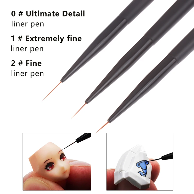 

1/3Pcs #0 #1 #2 Ultra-fine Modeling Brush Outline Pen For Modeler Hobby Coloring Script Liner Brushes Tool