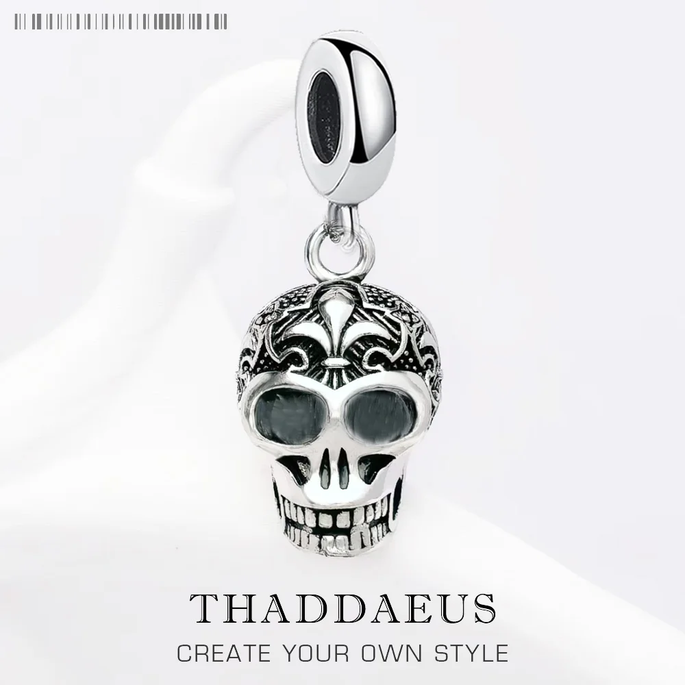 

Lily Skull Charm Pendant Winter Fine Jewelry Vintage Punk Reble Gift For Men Women In 925 Sterling Silver