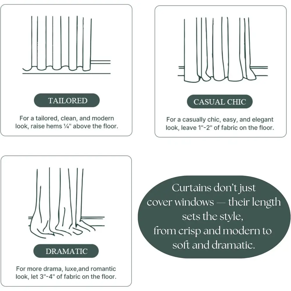 ستائر أنيقة بطيات من مزيج الكتان الزهري - تصفية خفيفة، لوحتين، أبيض عتيق، 30 × 108