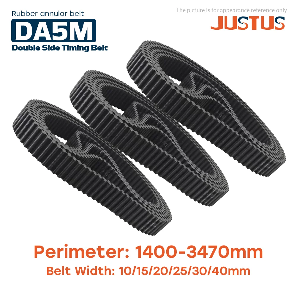 DA5M Double-sided Toothed Synchronous Belt Perimeter=1400mm 1440mm 1455mm 1500mm 1520mm-3470mm Width=10-40mm Rubber Timing Belt