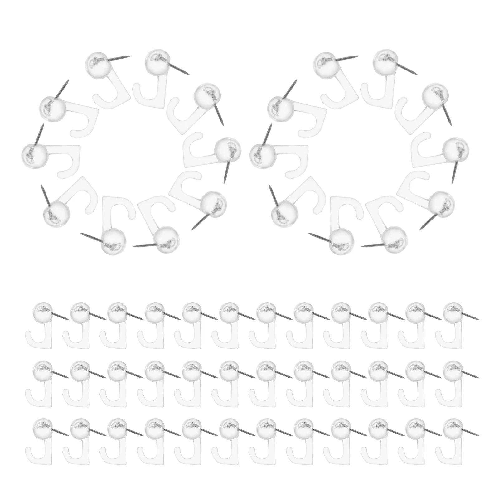 

100Pcs Transparent Thumbtacks with Hooks Clear Wall Tacks for Hanging Lightweight Items on Cork Board Bulletin Office Home Decor