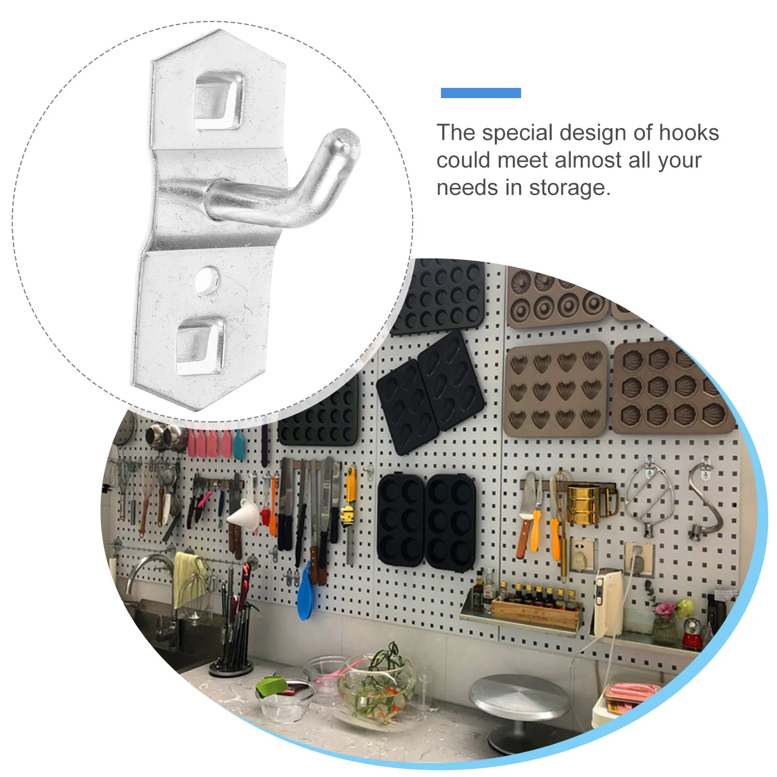 

10Pcs Five Pegboard Hooks Metal Tool Holders Wall Organizer Hooks for Workshop Garage Storage Accessories
