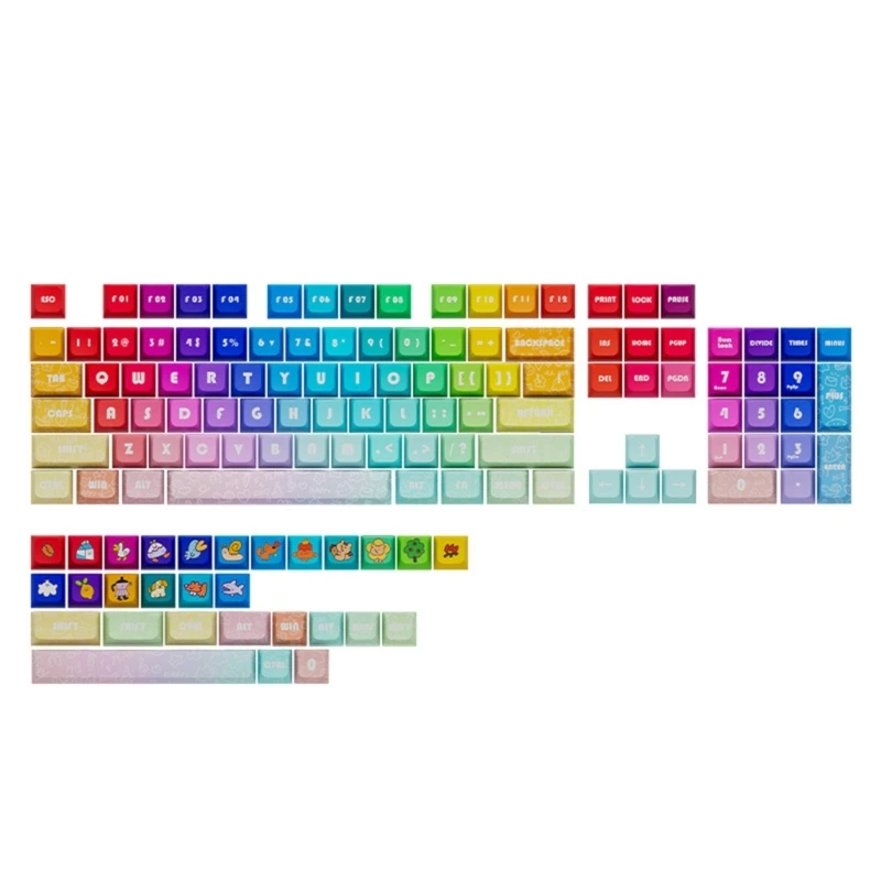 133Keys Keycaps Set XDA Rainbow DyeSubbed Cartoon Keycap for Mechanical Gaming Keyboard Keycap Diy