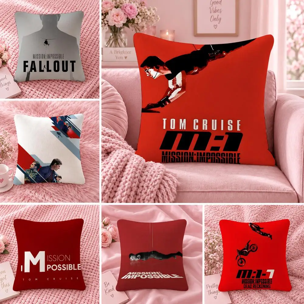Movie Cinema Classic M-Mission Impossible Cushion Cover Double Sided Print Short Plush Pillow Sofa Bedroom Dorm Room Decor Gift