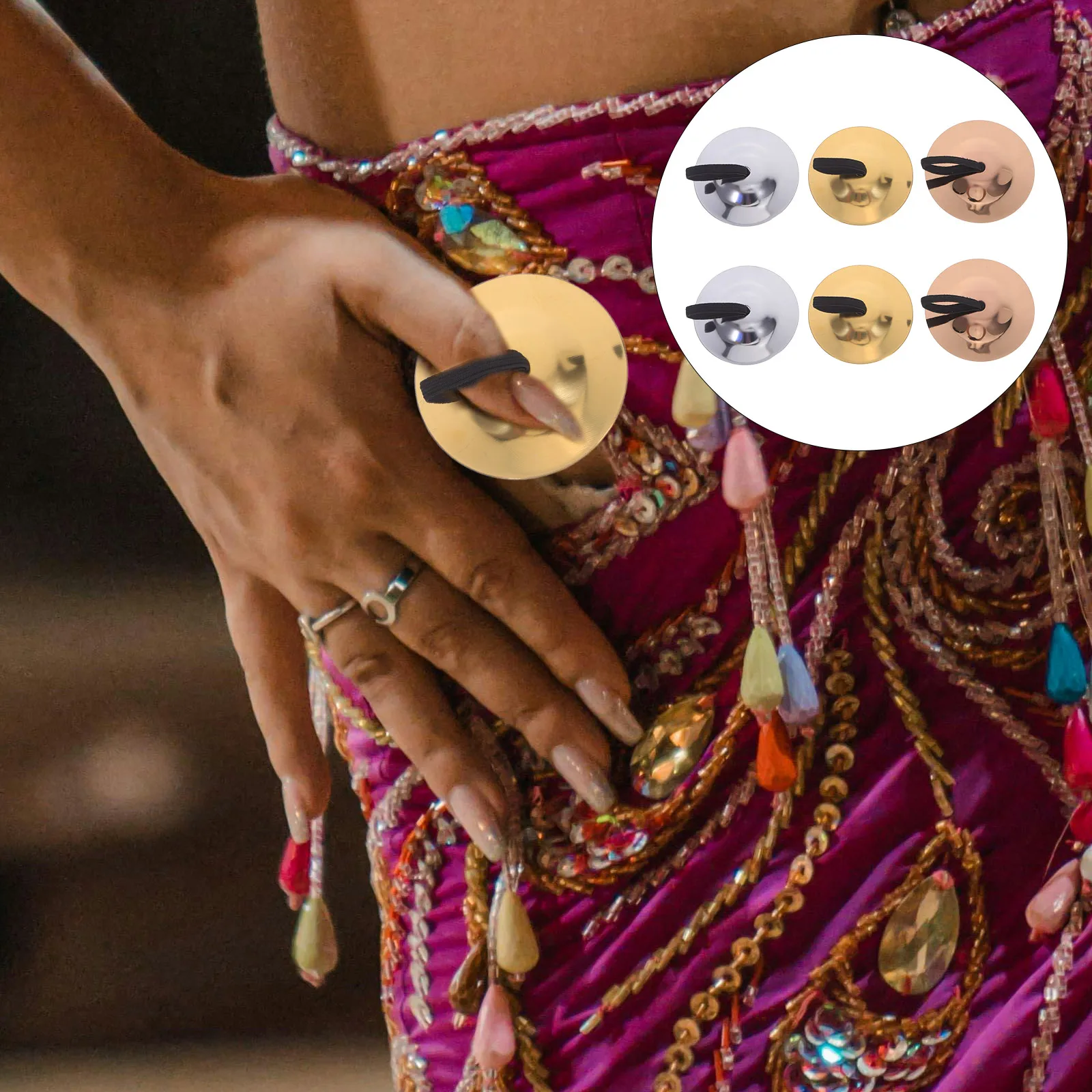 

3 Pairs Percussion Instruments 5Cm Mini Cymbals Musical Education Finger Cymbals For Dance Party