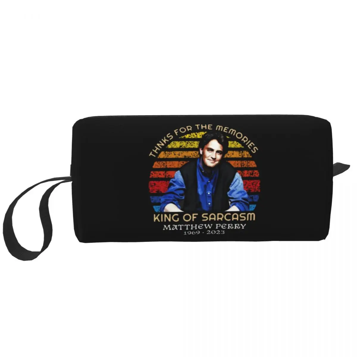 Matthew Perry Thanks For The Memories King Of Sarcasm Makeup Bag Travel Cosmetic Bag Women Toiletry Bag Accessories Organizer