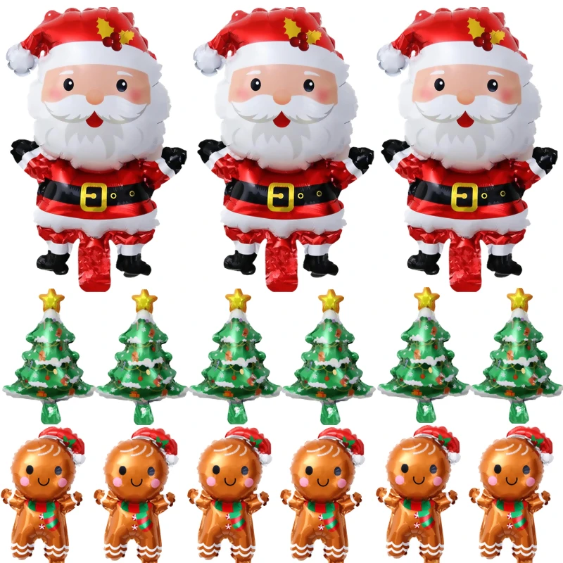 10/1PCS Mini Gingerbread Man Foil Balloons Toy Christmas Tree Santa Claus Children Birthday Party Christmas Holiday Decorations