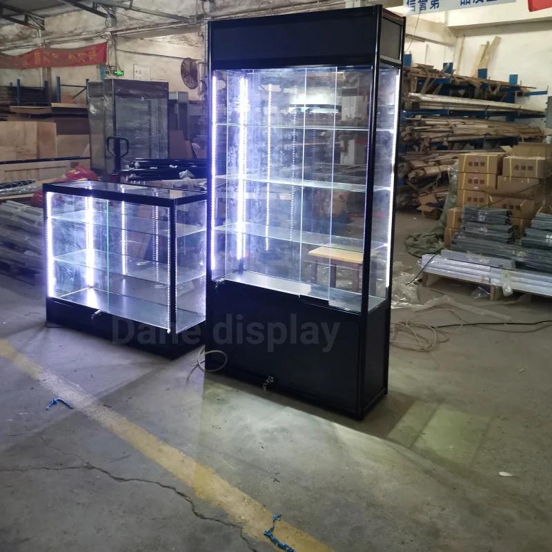 custom.4ft Display Furniture for Retail Shop Low Price Glass Display Cabinet Lockable Display Showcase with Led Light