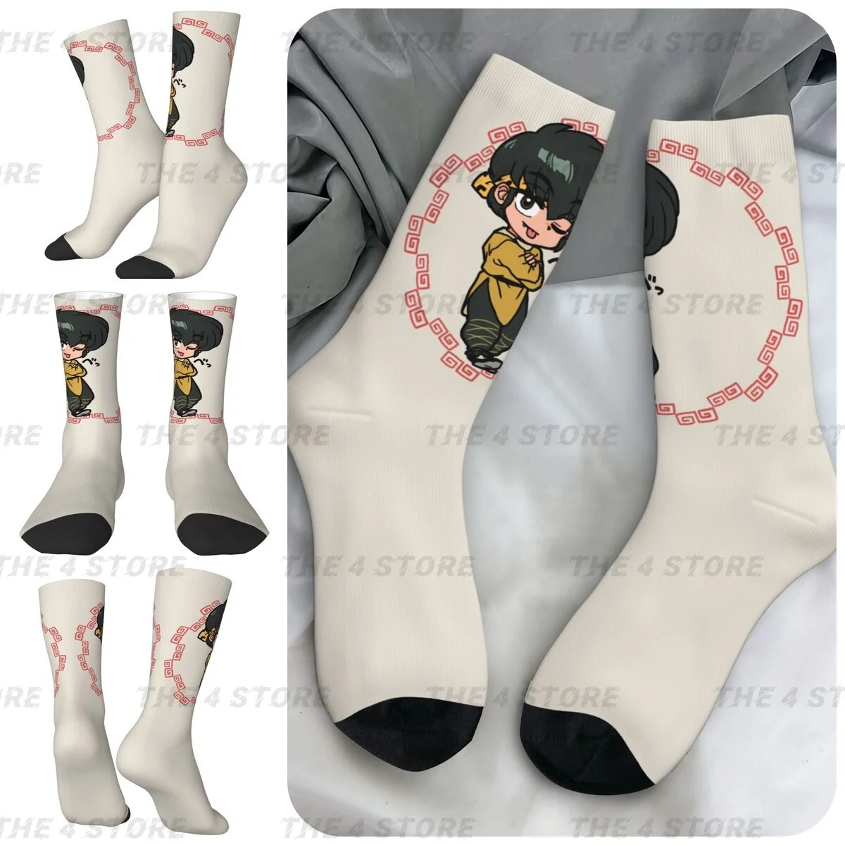 

Ranma Saotome High elasticity polyester fiber cosy Unisex Outdoor Happy 3D color printing Socks