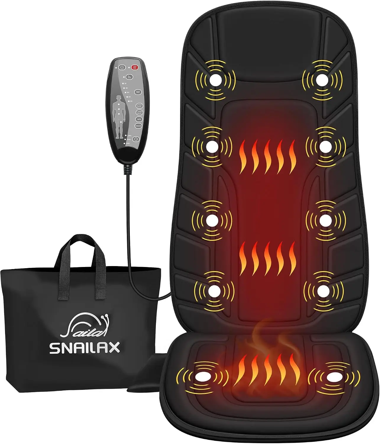 

Back Massager with Heat - 10 Motor Seat Cushion, 5 Modes & 3 Intensities, 2 Heat Settings, Timer, Gift for Dad