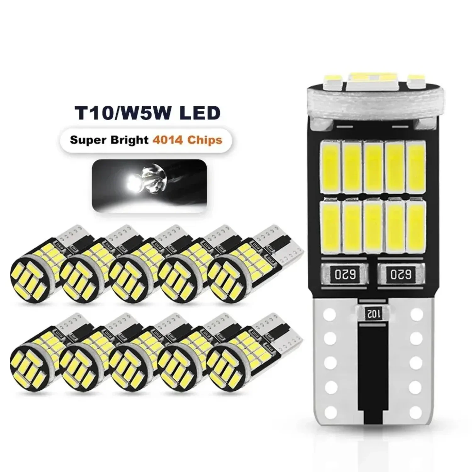 Illuminate Your Drive with Confidence using Custom Super Bright NLpearl2 Canbus 4014SMD LED Bulb - 10xW5W! Upgrade Your Car's Li