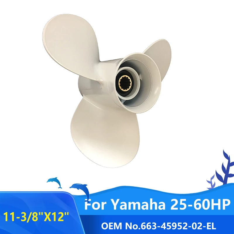 

Boat Engine Aluminum Propeller 11-3/8x12-G for Yamaha 40HP 50HP 55HP Outboard Motors 663-45952-02-EL