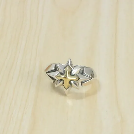 

European and American pure silver cross opening ring, punk style trendy accessory, handsome index finger ring
