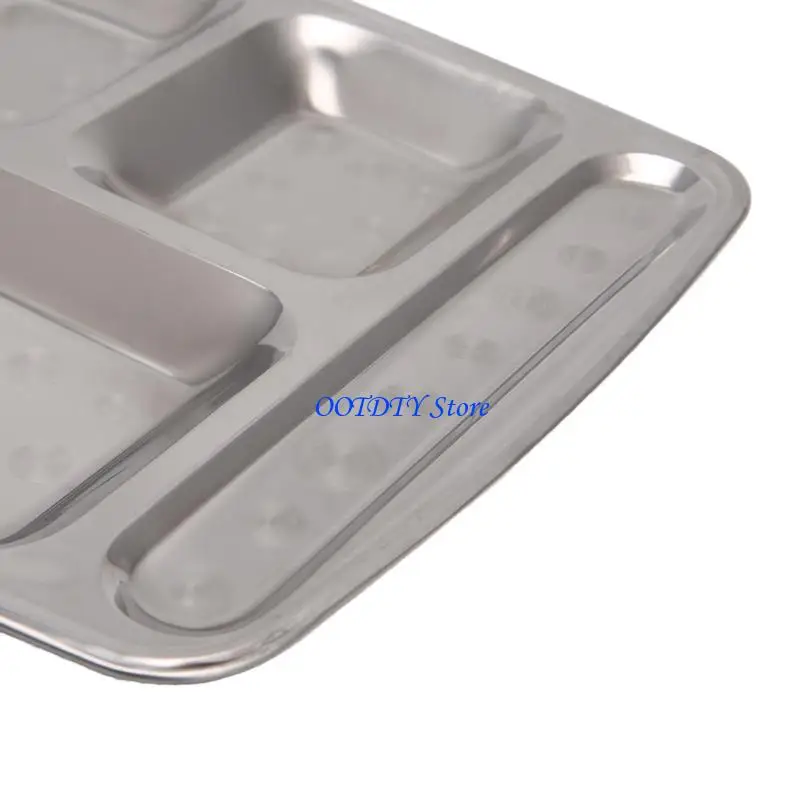 367A Stainless Steel Divided Dinner Tray Lunch Container Plate 4/5/6 Section