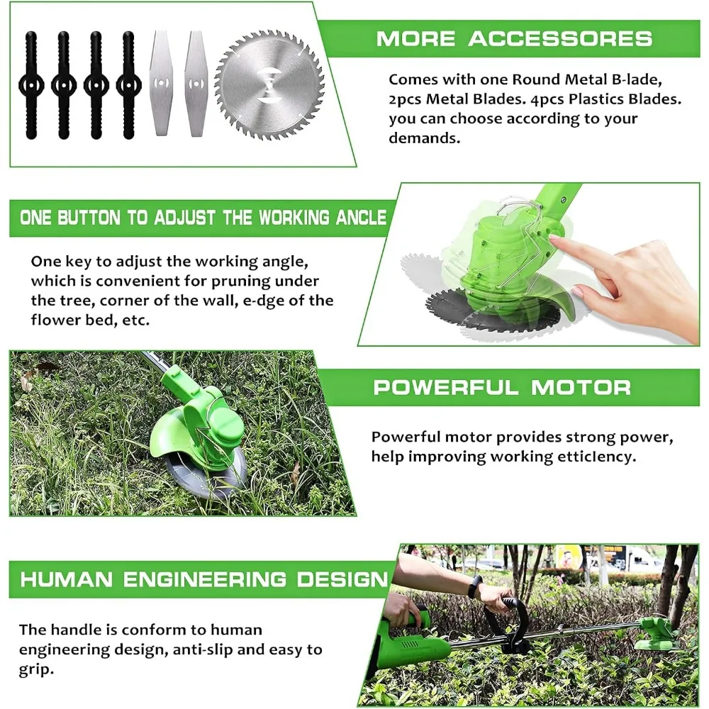 เครื่องตัดหญ้าไร้สาย 21V พร้อมแบตเตอรี่ 2.0Ah สำหรับใช้ในบ้านและสวน