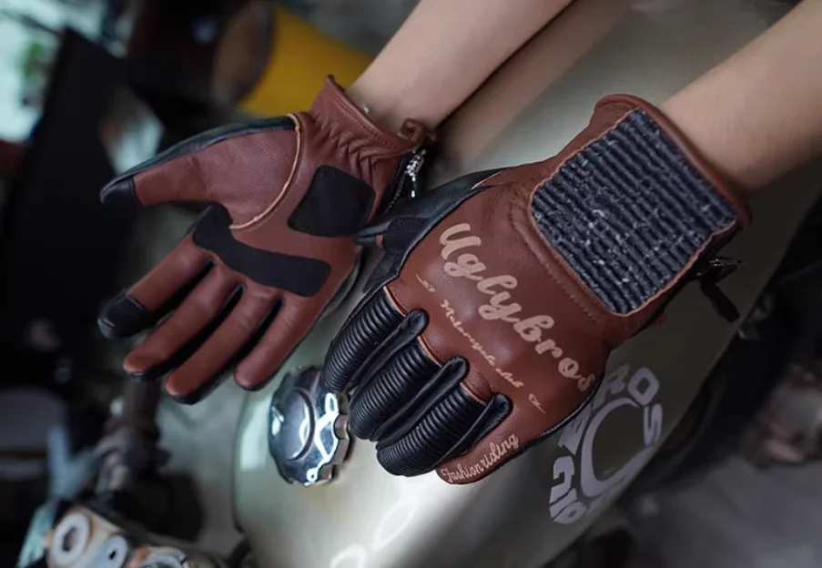 

Uglybros Leather Motorcycle Gloves Full Finger for Men Women Motocross Gloves for Riding Motor Skiing Shockproof Spring Autumn