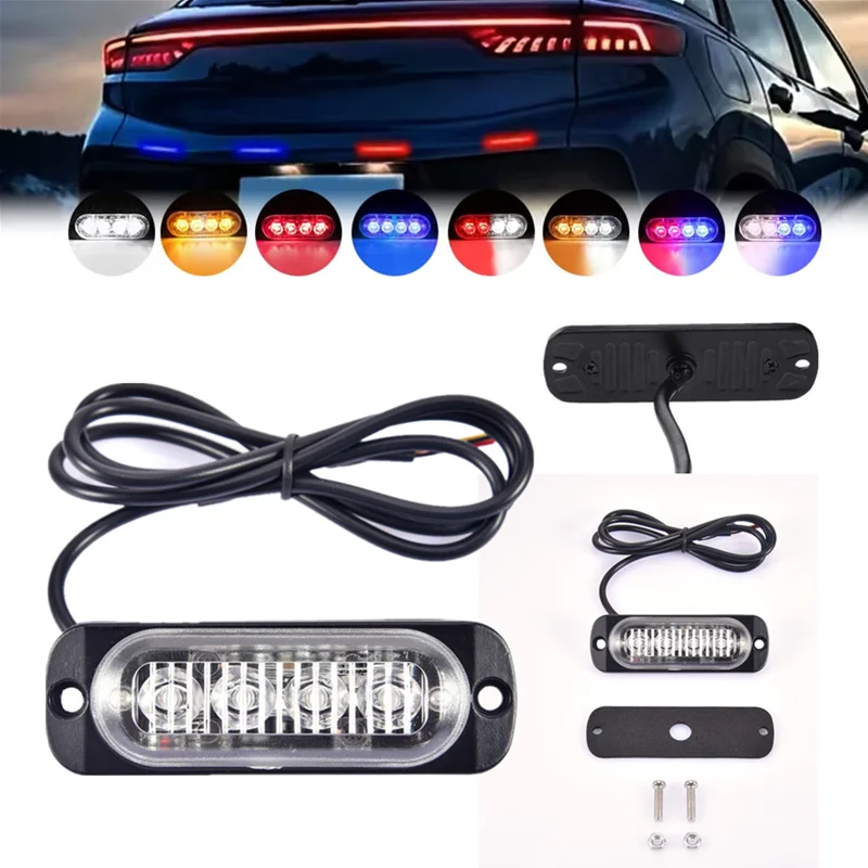 

4LED Strobe Side Light Car Truck Emergency Signal Beacon Lamp Trailer 4LED Flashing Strobe Marker Light 12V 24V Waterproof