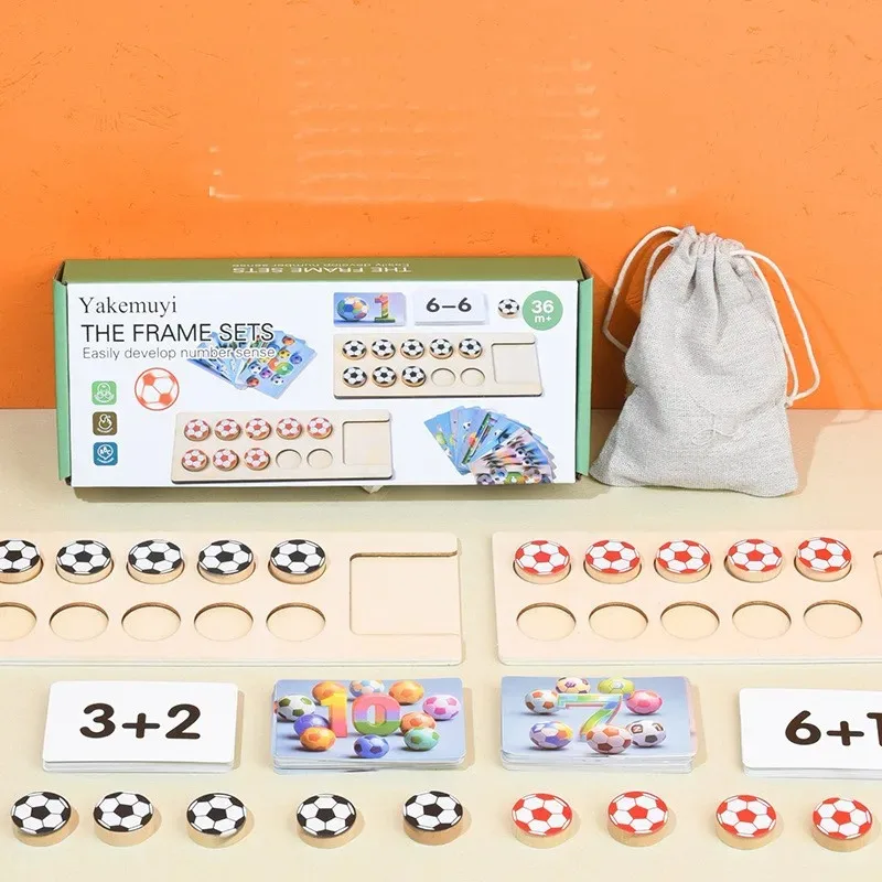 /Children Wooden Puzzle Football Mathematics Addition Subtraction Teaching Aids Kids Early Education Puzzle Board Games Toys