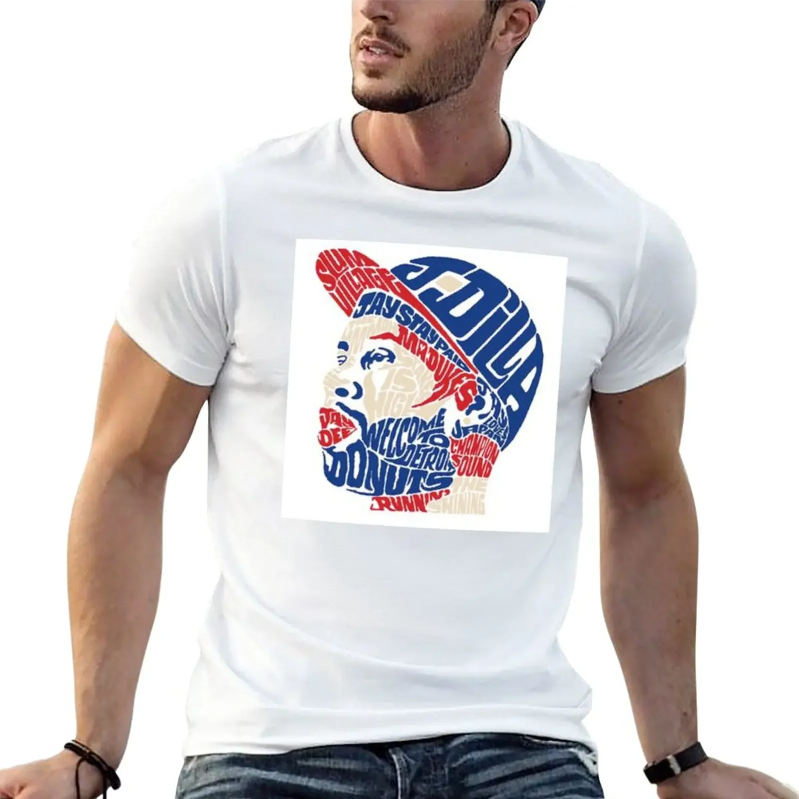 New J dilla donuts type T-Shirt cute tops black t shirt kawaii clothes funny t shirts Men's t-shirt