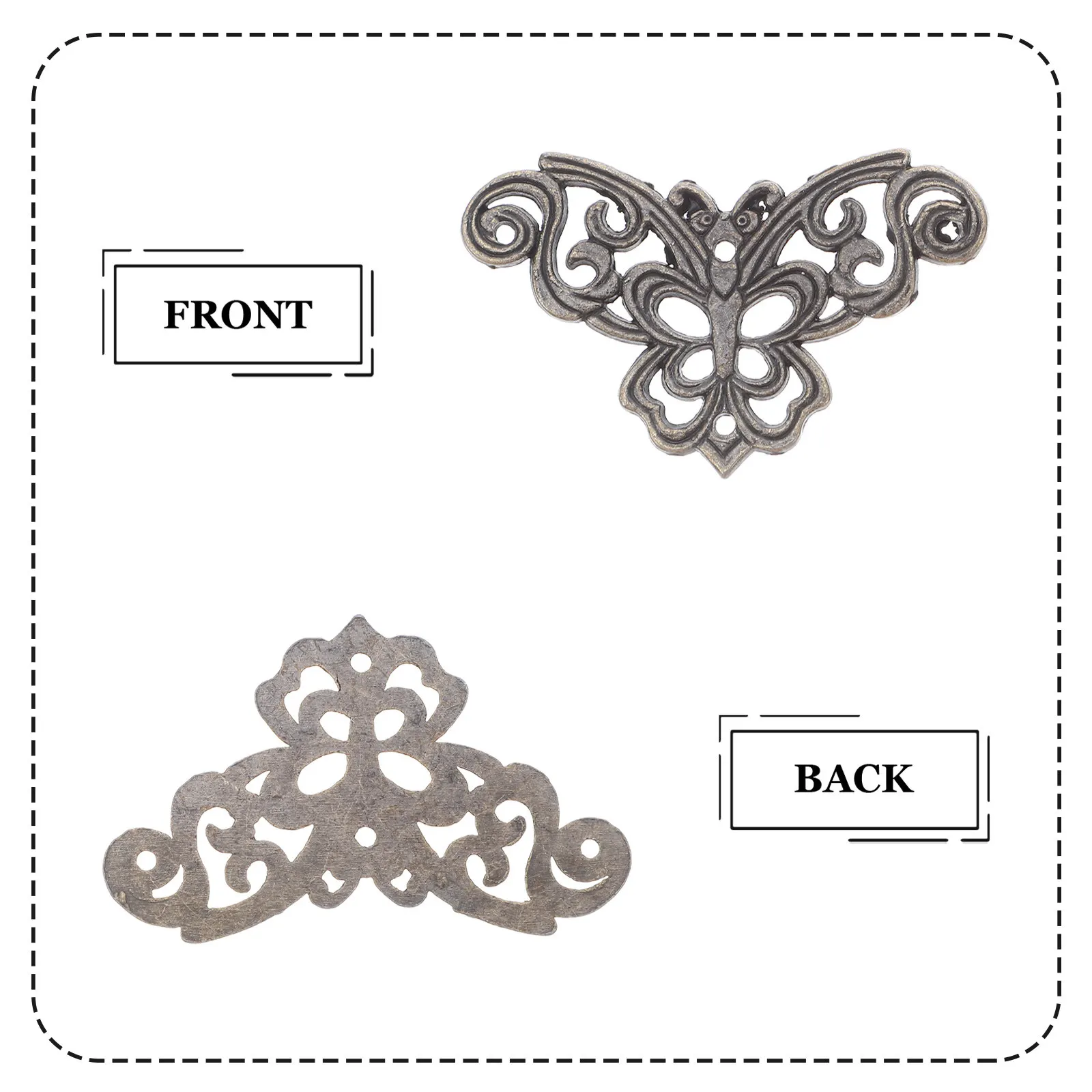 24Pcs Retro Bronze Corner Protectors Ornate Metal Corner Guards Butterfly Applique Decorative Box Dresser Chest Edge