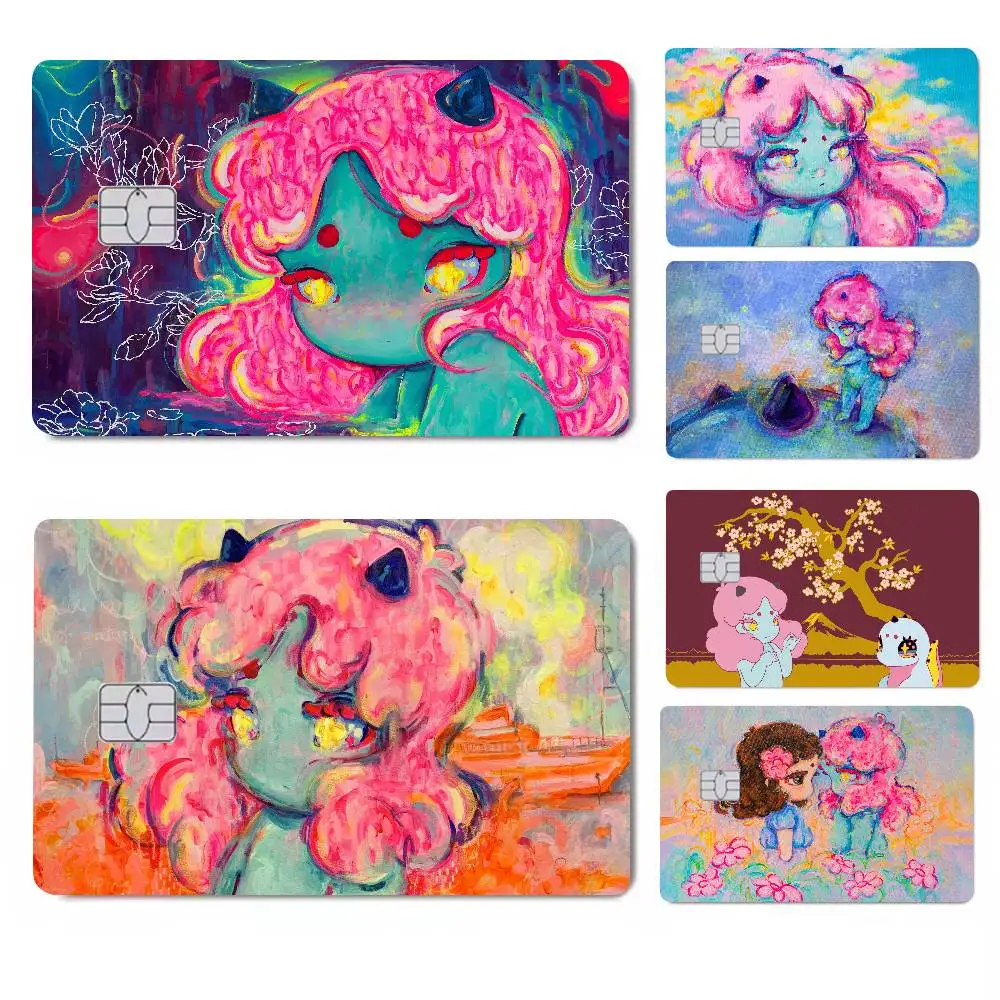 Okokume Cosmic Girl Anime Front Cover Film Sticker Skin For Credit Debit Card Small Large Chip 1 Set Of 4 Pcs