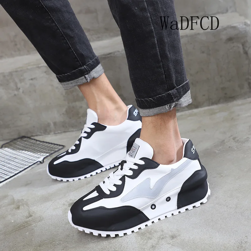 Mens Chunky Sneaker Fashion Casual Mixed Colors Leather/Mesh Breathable Increased Internal Cover Bottom Platform Running Shoes