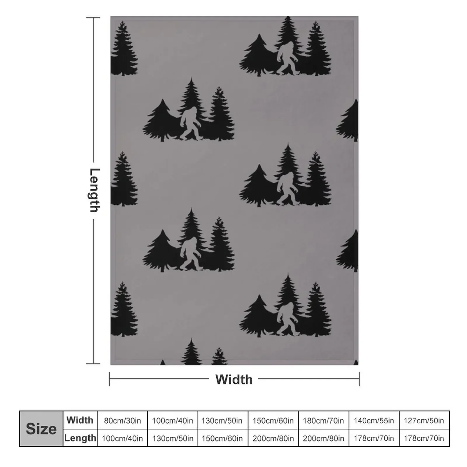 Bigfoot Silhuette in the Forrest Throw Blanket Camping manga Large Fashion Sofas Blankets