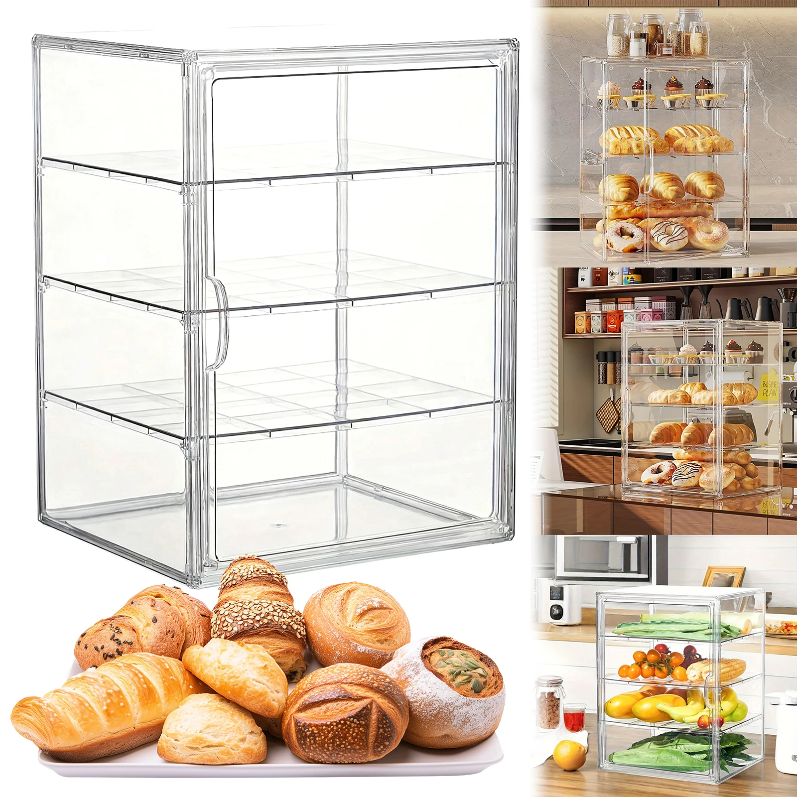 

4-уровневая витрина для выпечки и кондитерских изделий, регулируемая, многоразовая, настольная, для хлеба, печенья, чипсов, для дней рождения