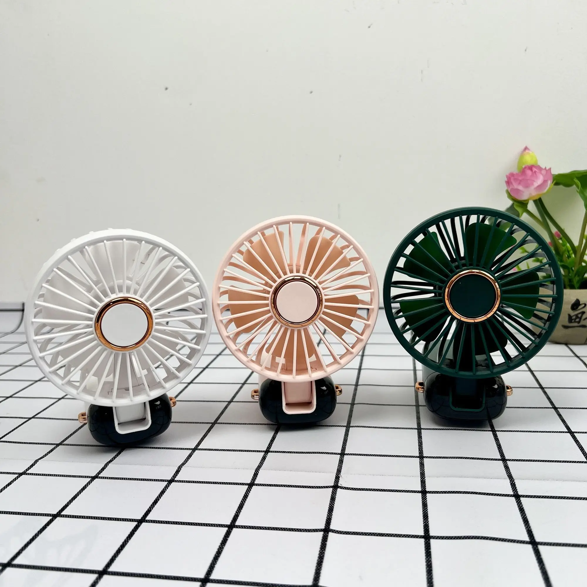 N15 Foldable Aromatherapy Electric Fan, USB Mini Portable Rechargeable Quiet Handheld Fan with Stand & Digital Display