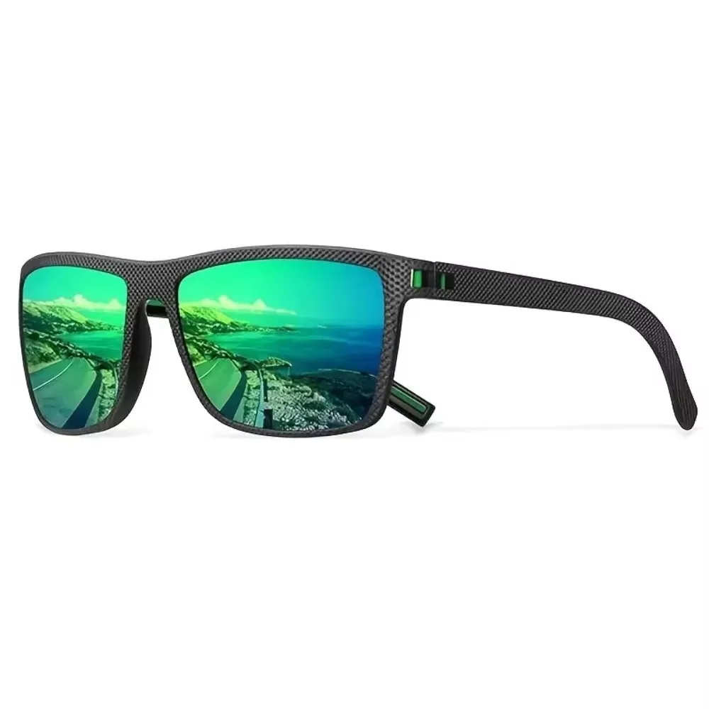 4PCS Men's and Women's Textured Square Polarized Sunglasses, Multi-colored Mirror Lenses, Suitable for Driving and Fishing Outdoor Glasses, Random Colors, Recommended Christmas and Halloween Gifts
