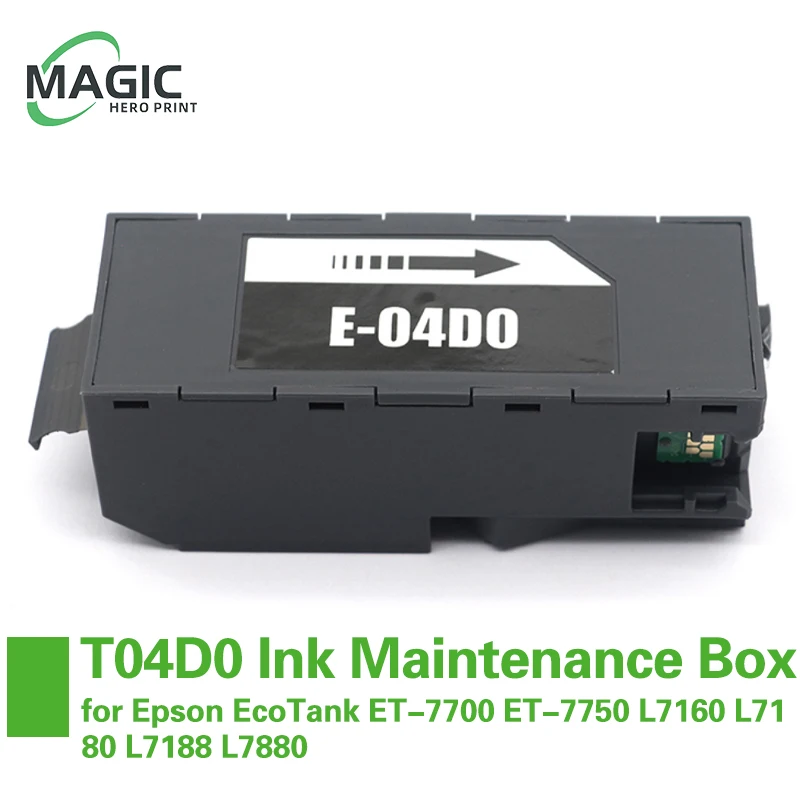 Magic Hero 1X C13T04D000 T04D0 Waste Ink Pad Maintenance Box for EPSON EcoTank ET-7700 ET-7750 L7160 L7180 L7188 L7880 Tank