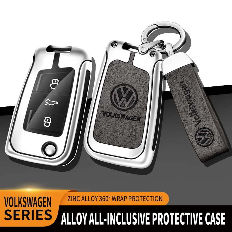 For Volkswagen VW Tiguan MK2 Golf 7 MK7 T-Cross T-ROC Polo Touran Car TPU Zinc Alloy Key Case Bag Car Key Chain Metal Key Shell