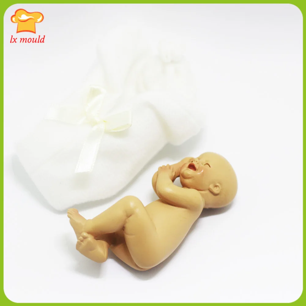 3D Silicone Fondant Mould Baby Shape Cake Decor Sleeping New Born Chocolate Sugarcraft Baking Topper Mold for DIY