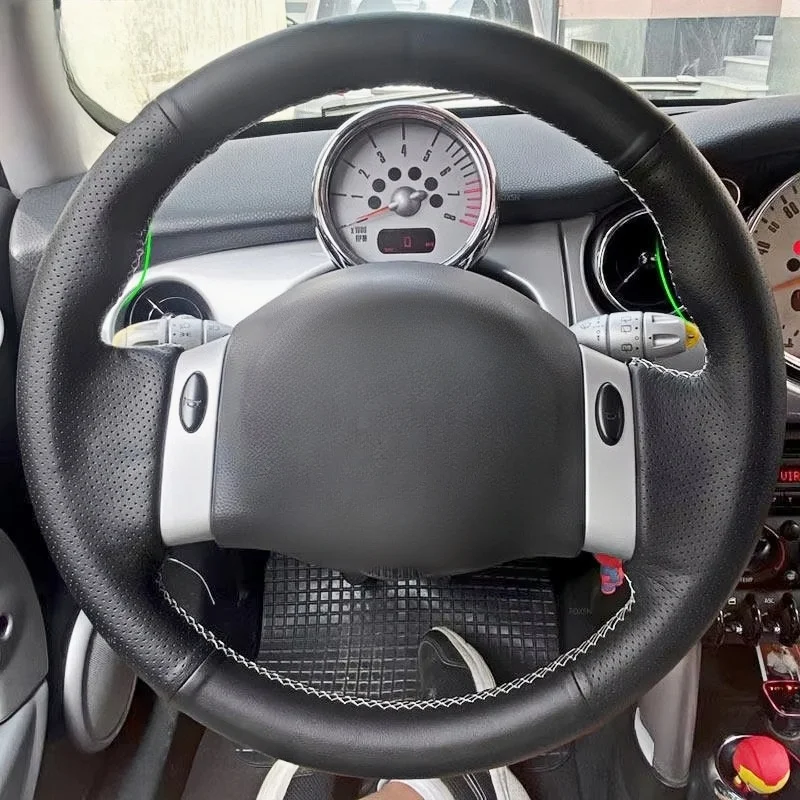 

Black Car Steering Wheel Cover DIY Microfiber Leather For BMW Mini Coupe 2001-2006 Convertible 2004-2008 Auto Accessories