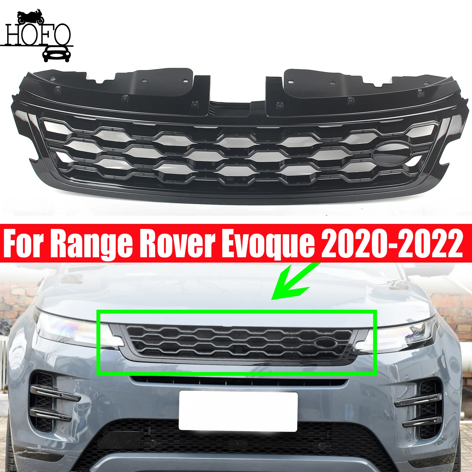 

Car Racing Grills For Range Rover Evoque 2020-2022 Car Front Bumper Grille Centre Panel Upper Grill