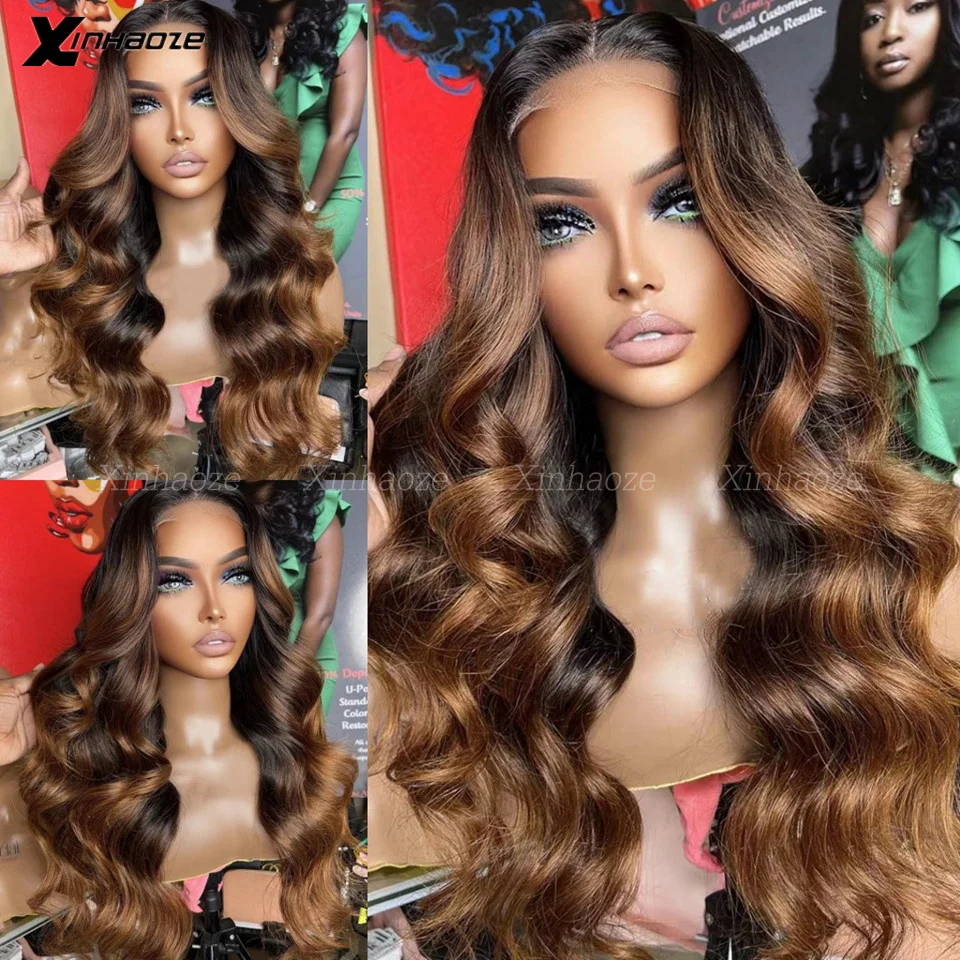 

4/30 Highlight 13x6 Body Wavy Human Hair Wigs For Black Women Pre Plucked With Baby Hair 5x5 Body Wave Glueless Lace Closure Wig