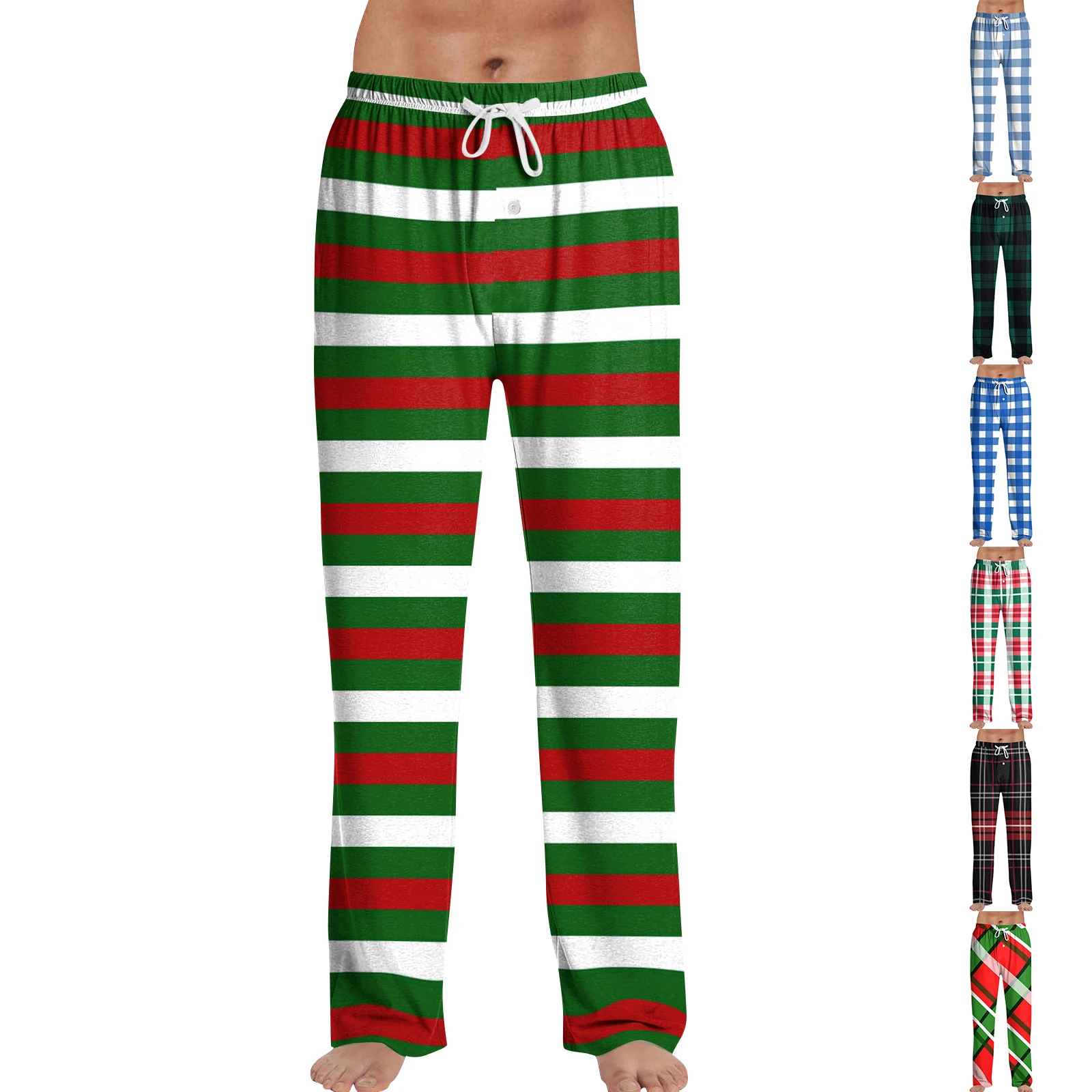 

Man's Fashion Loose Striped Printed Casual Pants Basic Lightweight Soft and Comfortable Sleeping Trousers Home Wear Clothes