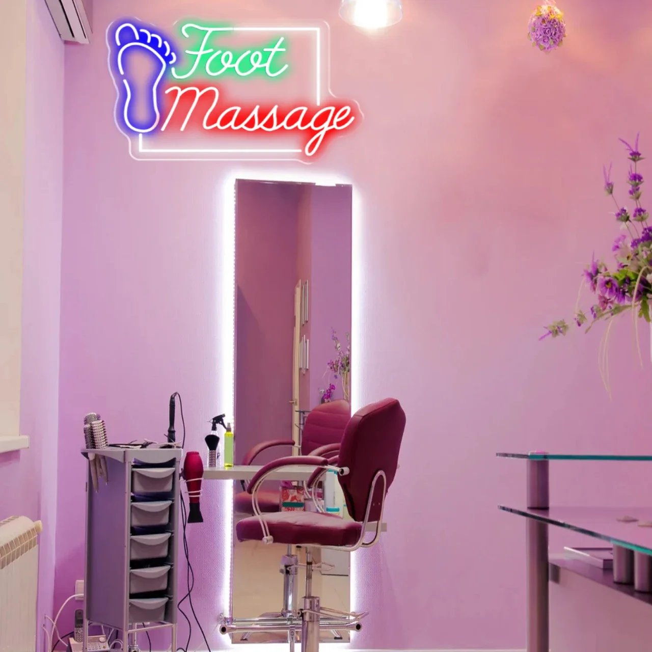 Imagem -04 - Foot Massage Neon Sign para Baber Luzes Led Cabeleireiro Wall Decor Salão de Beleza Logotipo de Iluminação Placa de Negócios