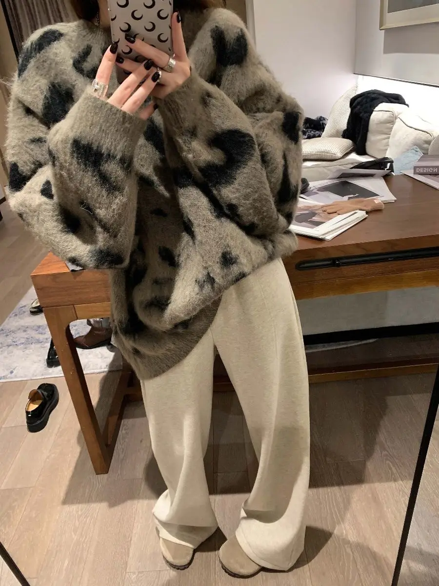 Nova manga comprida em torno do pescoço camisola casaco feminino estilo preguiçoso meados de comprimento camisola de malha topo