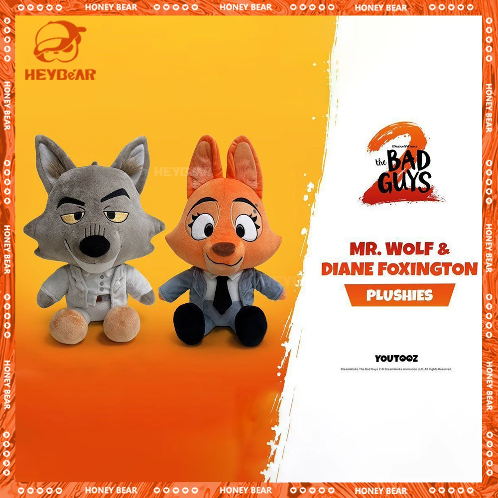 

New 23cm The Bad Guys Anime Doll Villain Alliances Diane Foxington And The Big Bad Wolf Cute Cartoon Plush Doll Toy For Kid Gift