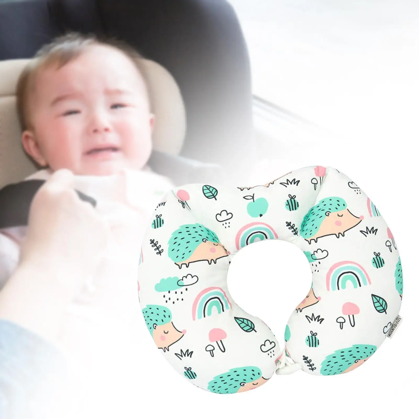 Baby Feeding Pillow Portable for Mom and Baby Multifunction Neck Pillow Cartoon Comfortable Support for Travel Car Home Outdoor